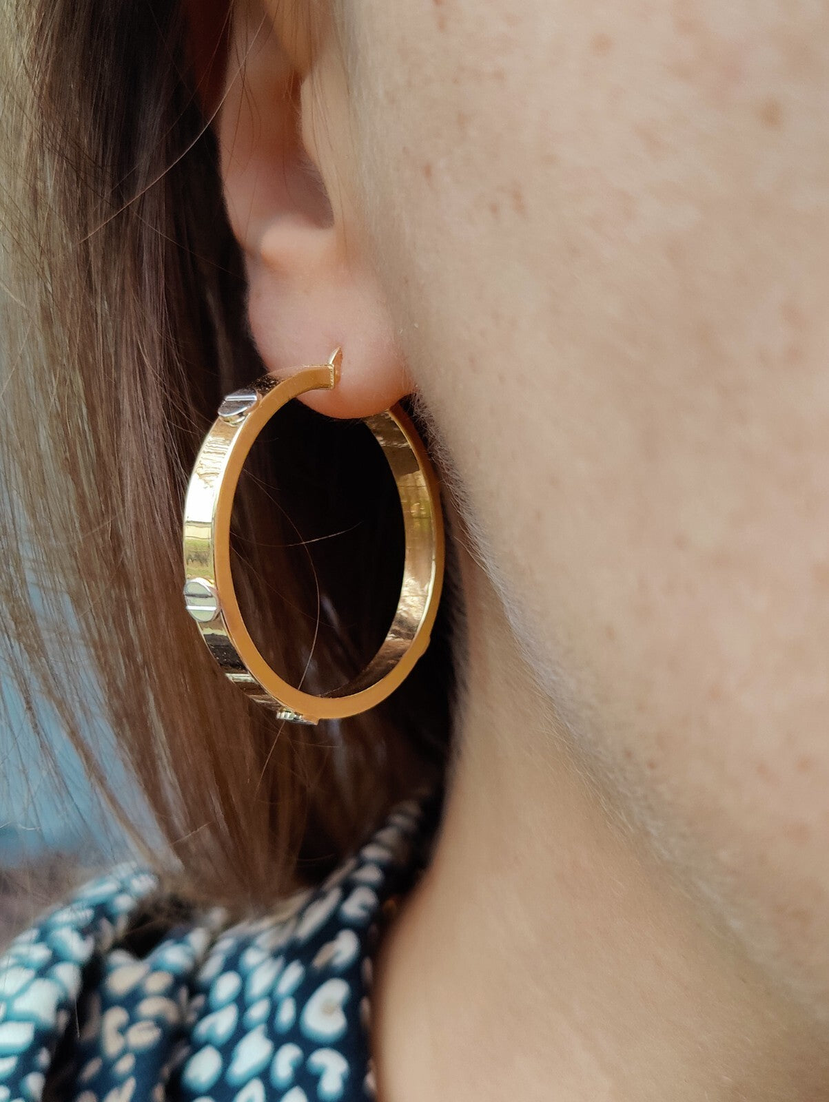 NEW Gold Screw Hoop Earrings 3.8grams 9ct Yellow Gold 30mm Hallmarked New