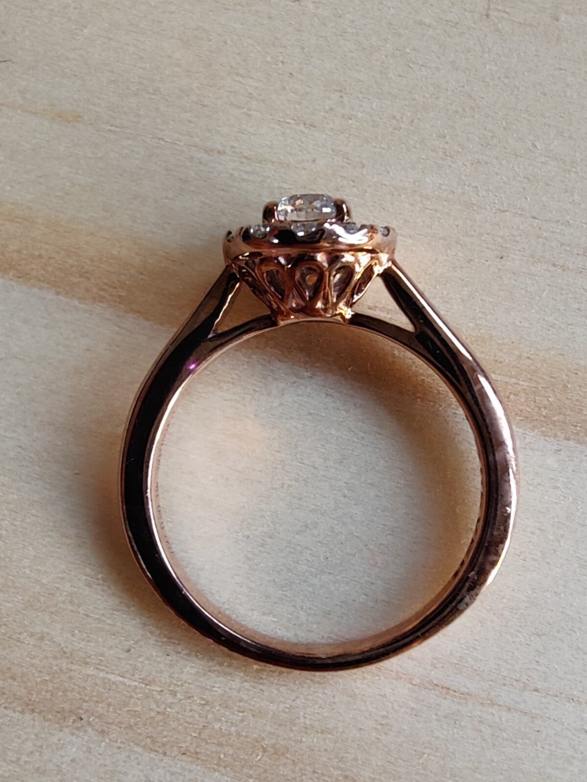 Certified 18ct Rose Gold 0.5ct Diamond Cluster Engagement Ring Flower Size J