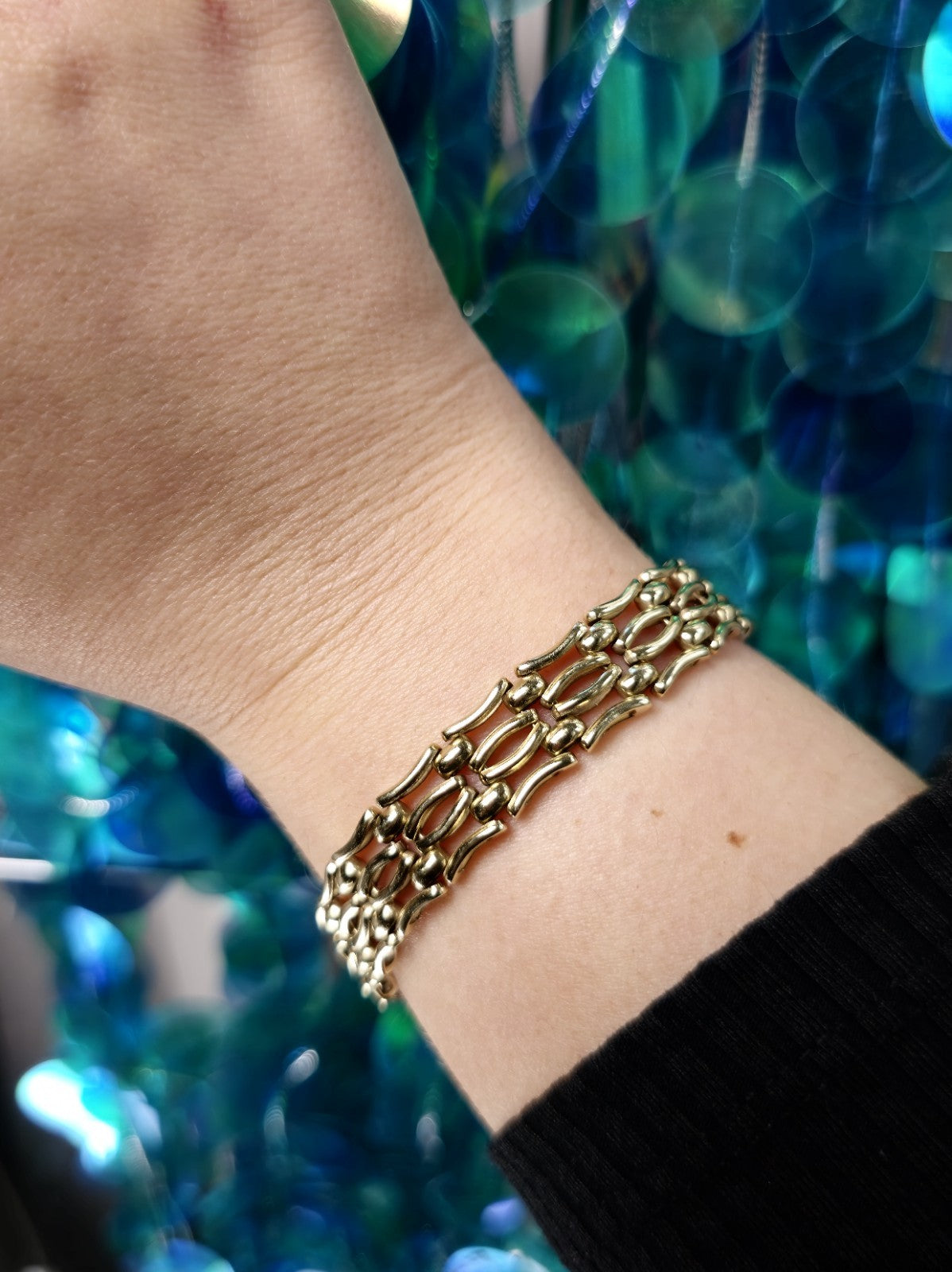 Solid 9ct Yellow Gold Gate Mesh Bracelet Heavy Chunky 20grams Unisex 12mm Wide