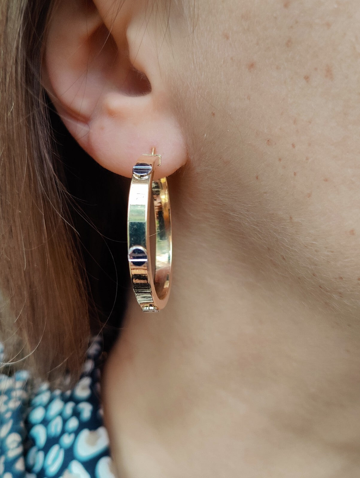 NEW Gold Screw Hoop Earrings 3.8grams 9ct Yellow Gold 30mm Hallmarked New