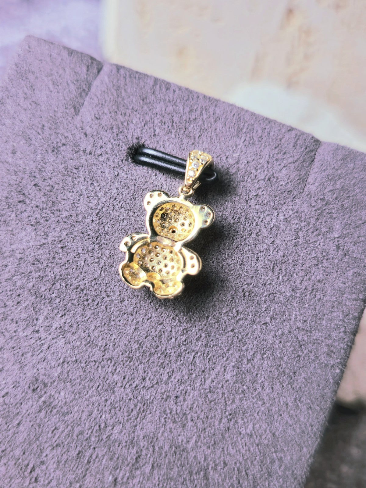 New Solid 9ct Yellow Gold Pendant Teddy Bear Cubic Zirconia Kids Gift Baby Cute