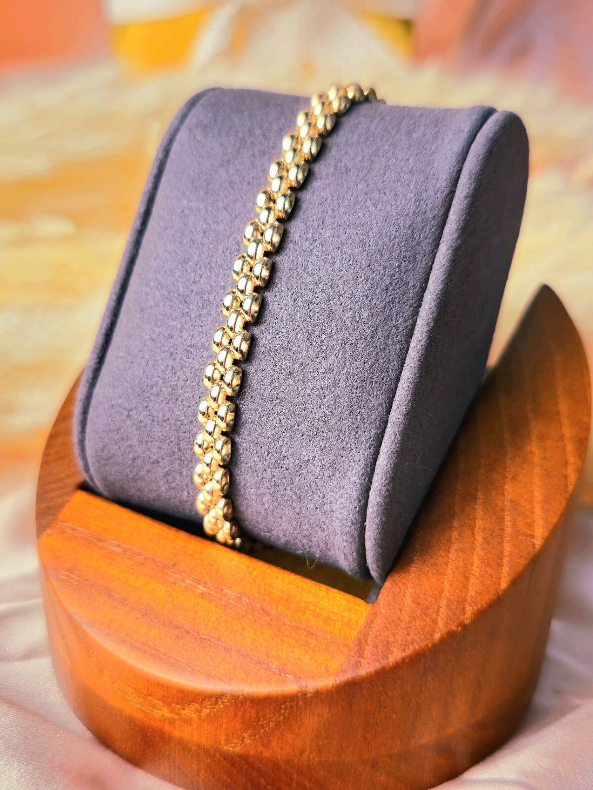 New 9ct Rose Gold Brick Link Bracelet Panthere Style Unisex 5mm Wide 7.5'' Long