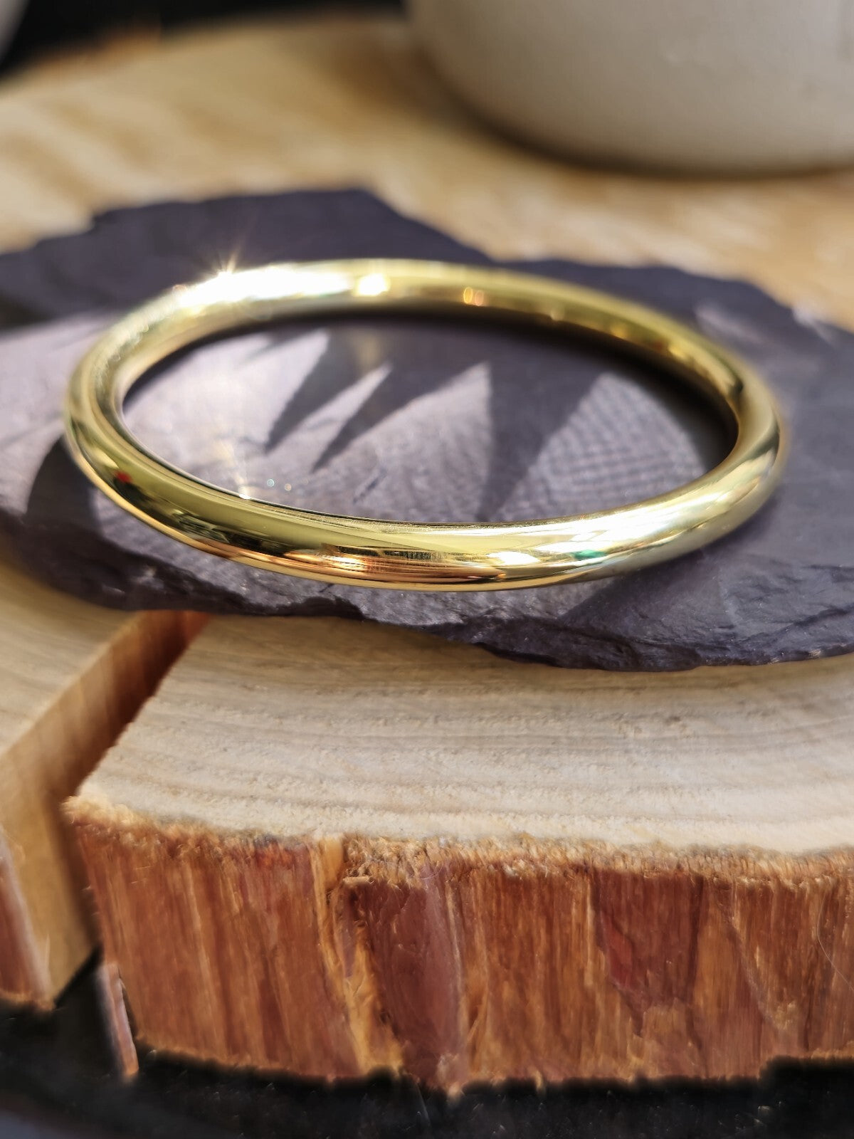 New 9ct Yellow Gold Chunky Round Thick Bangle Stacking BRACELET Lovely 5mm