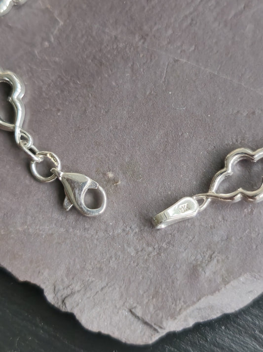Lovely New Solid 9ct White Gold Chain Clover Motif BRACELET 7.5inch Hallmarked