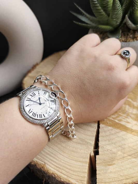 925 Sterling Silver Solid Chain Bracelet 11.5grams Curb Link 7mm 7,5 inch