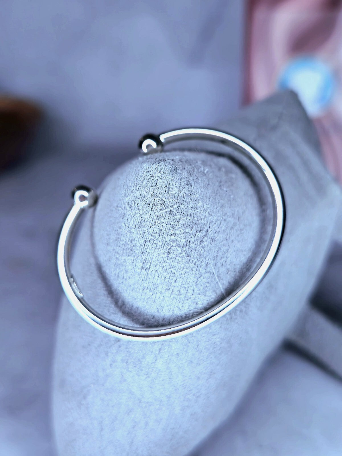 New 9ct White Gold TORQUE BANGLE Kids Baby TORQ BALL Open Split BRACELET Small
