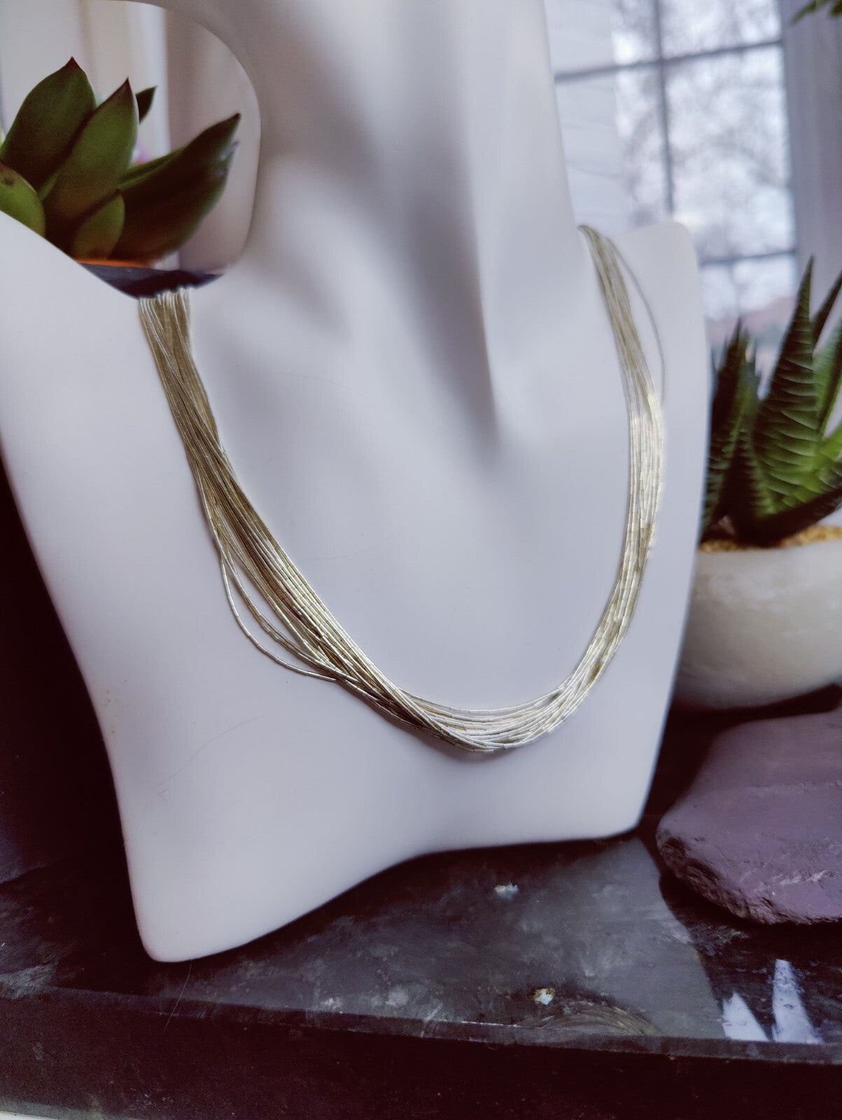 925 Sterling Silver Multi Strand Chain Necklace Menno with Box Hallmarked