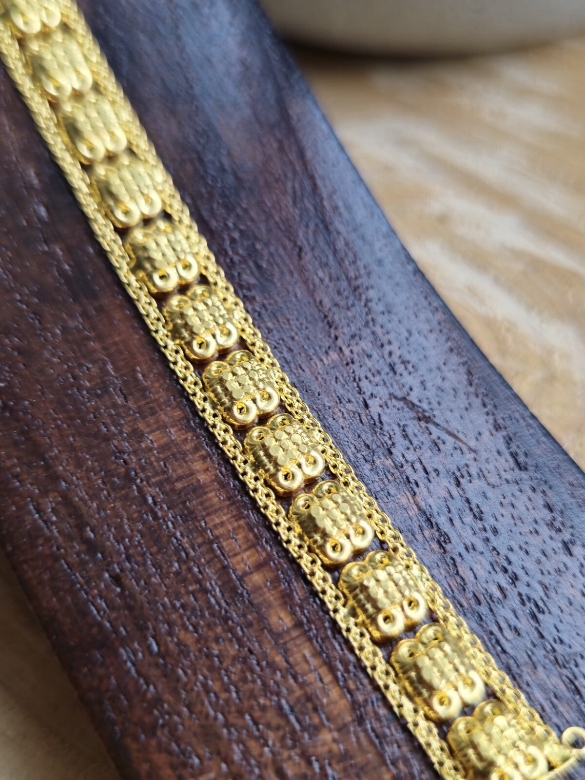 Solid 22ct Yellow Gold Fancy Chain BRACELET 7inch Hook Clasp HALLMARKED