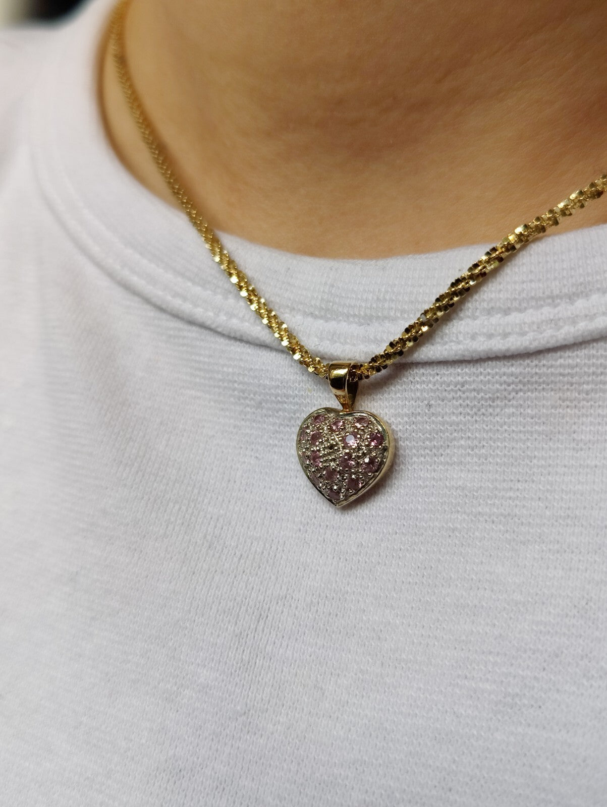 Lovely 925 Sterling Silver 18ct Yellow Gold Plated Fancy Chain 18inch long