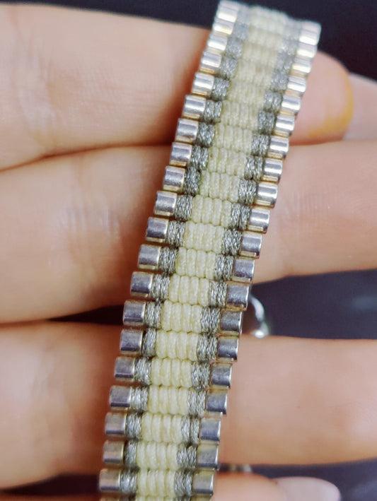 Links Of London 925 Sterling Silver Bar and Cord Friendship Bracelet