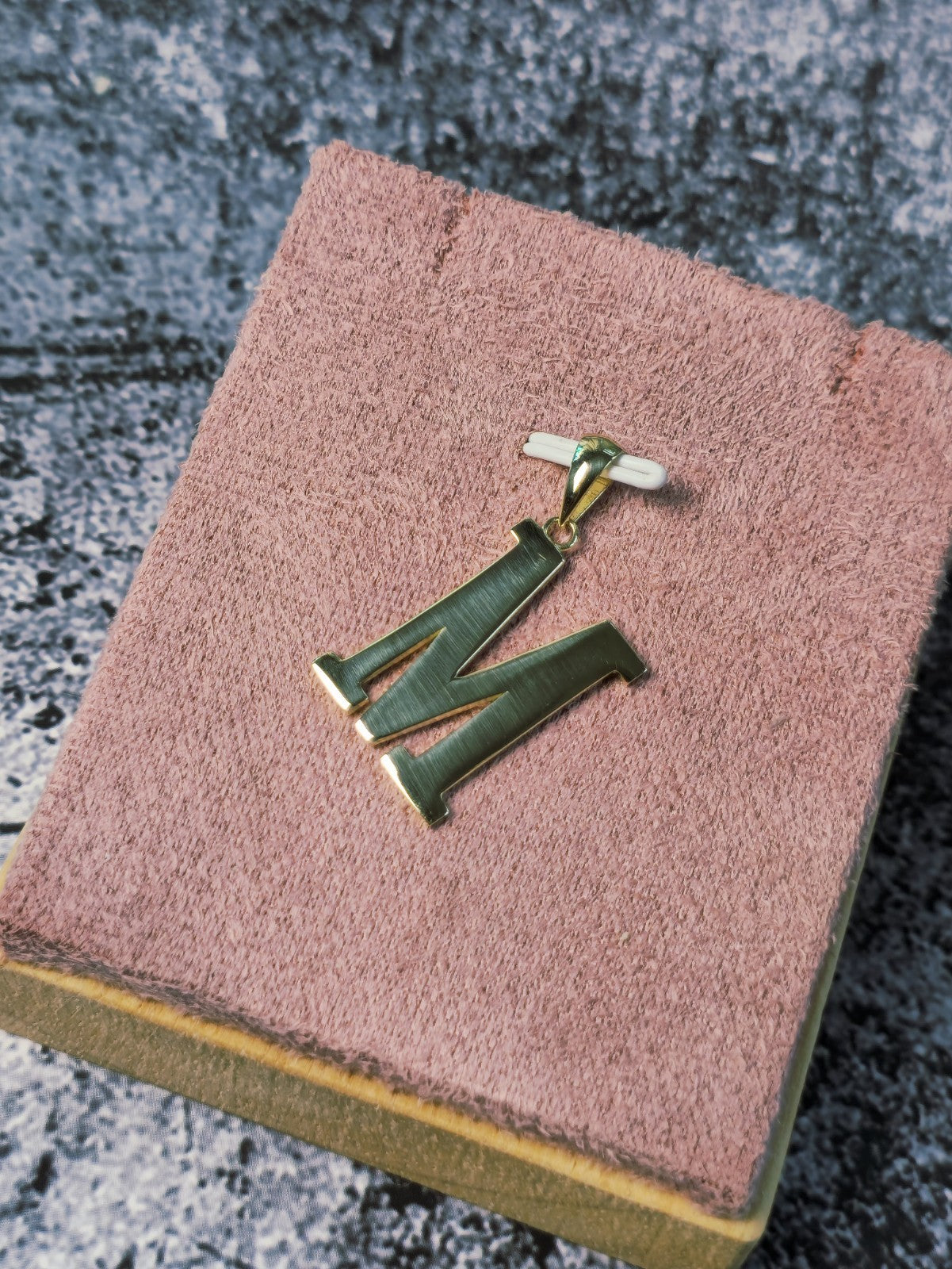 New 9K Yellow Gold Initial M Pendant Personalised 36mm Long Big Loop Hallmarked