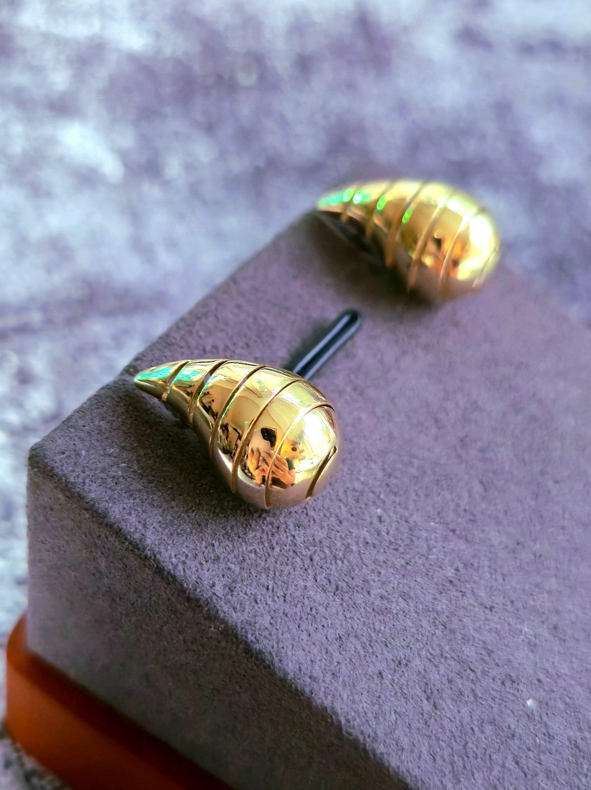 New 9k Yellow Gold Fashion Waterdrop Open Studs Drop Earrings Bottega Chunky