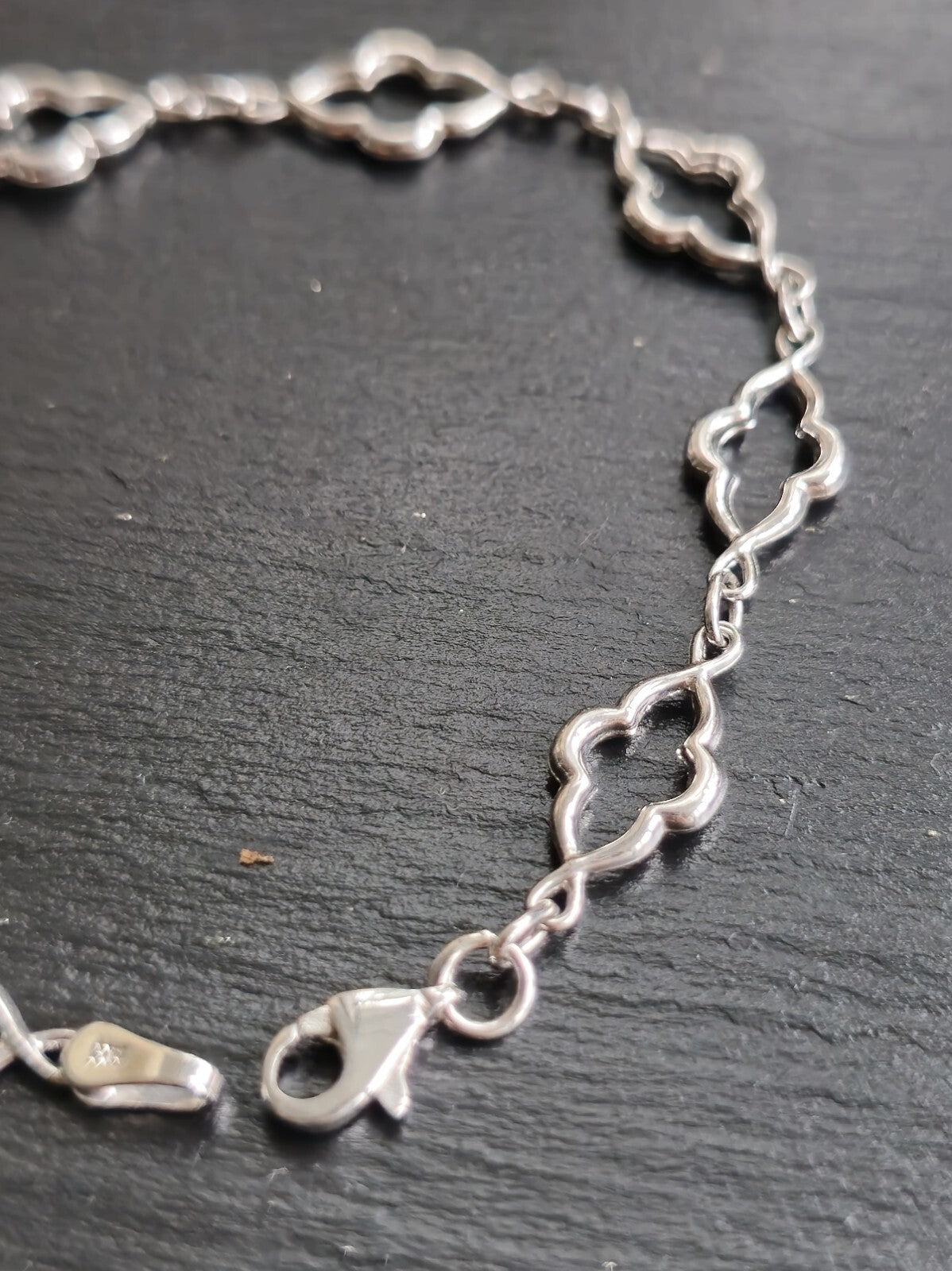 Lovely New Solid 9ct White Gold Chain Clover Motif BRACELET 7.5inch Hallmarked
