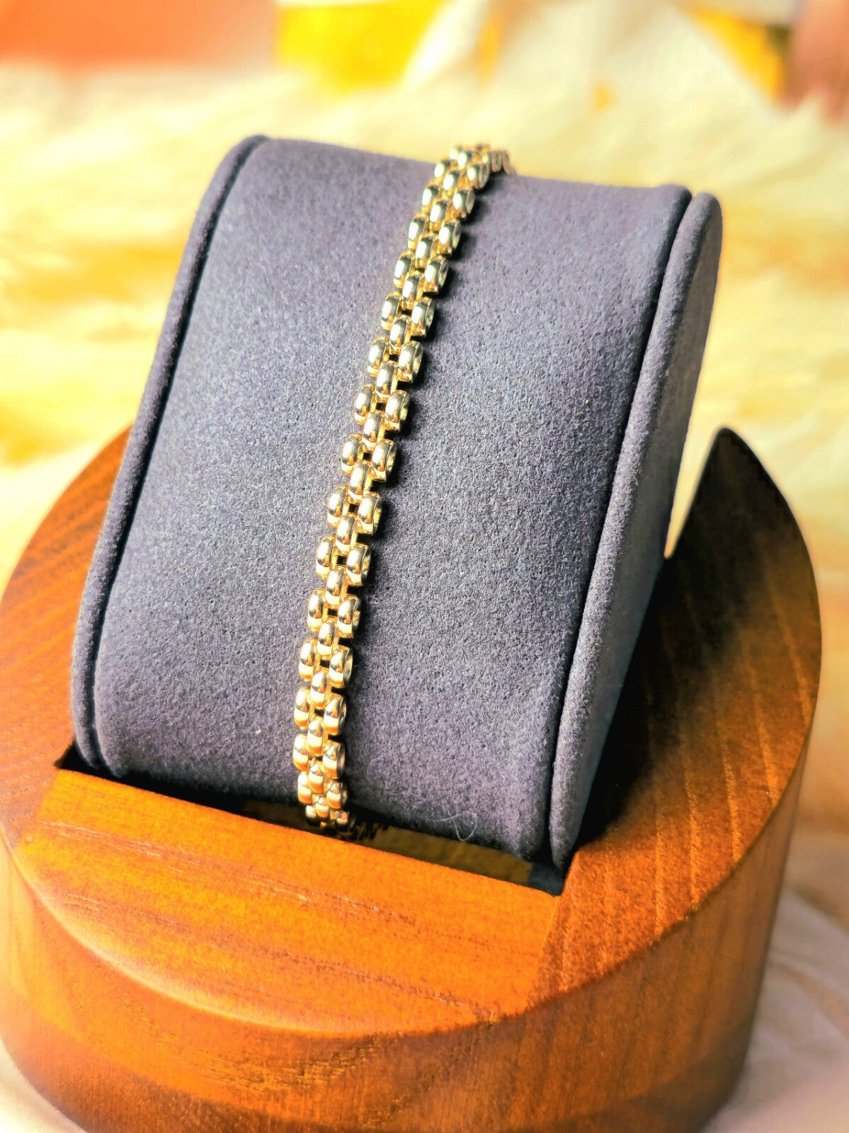 New 9ct Rose Gold Brick Link Bracelet Panthere Style Unisex 5mm Wide 7.5'' Long