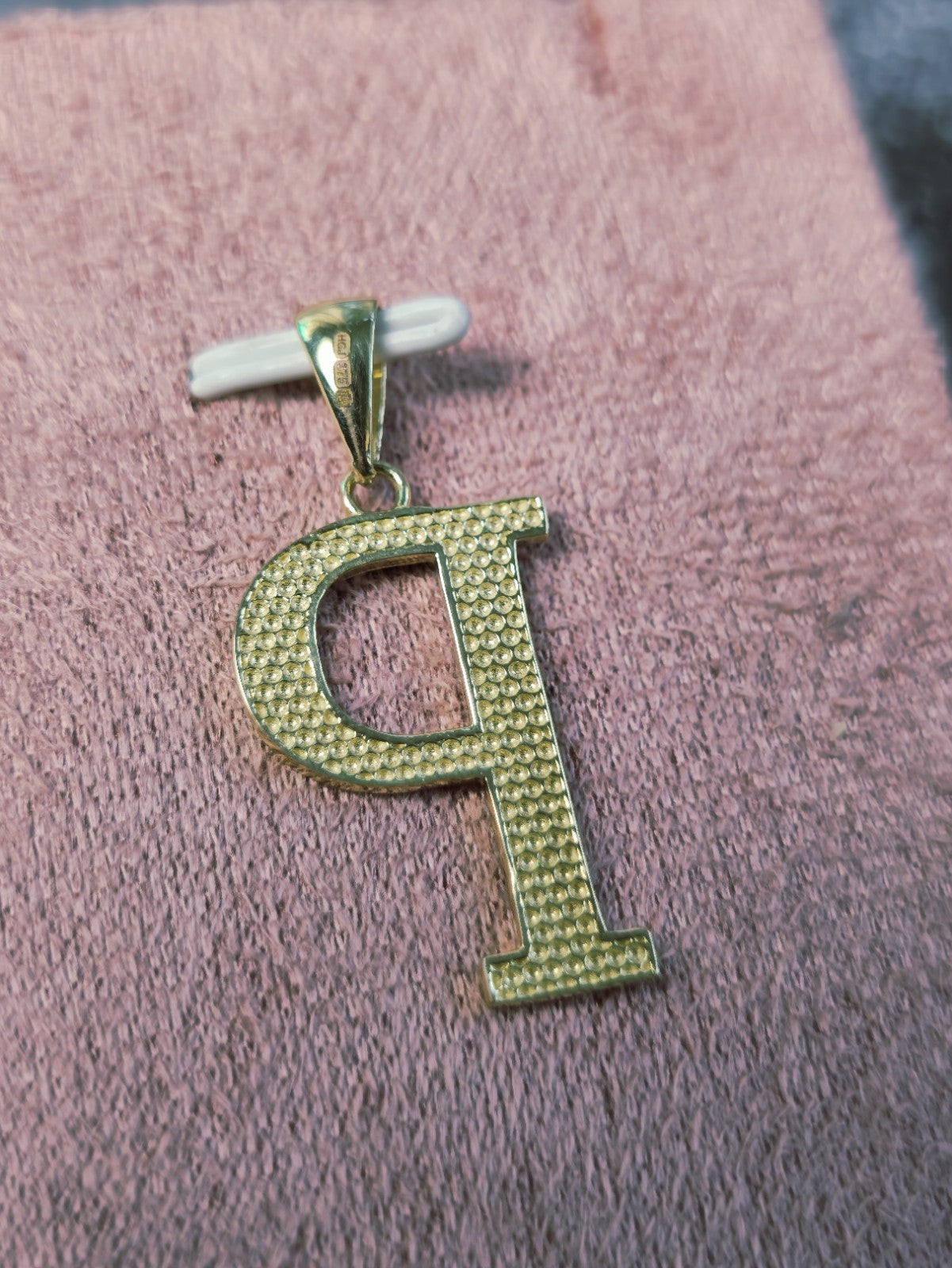 New 9K Yellow Gold Initial P Pendant Personalised 34mm Long Big Loop Hallmarked