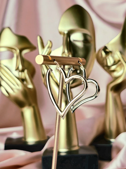 NEW Solid 9ct Yellow Gold Heart Shape Hoop Earrings Hoops Hallmarked