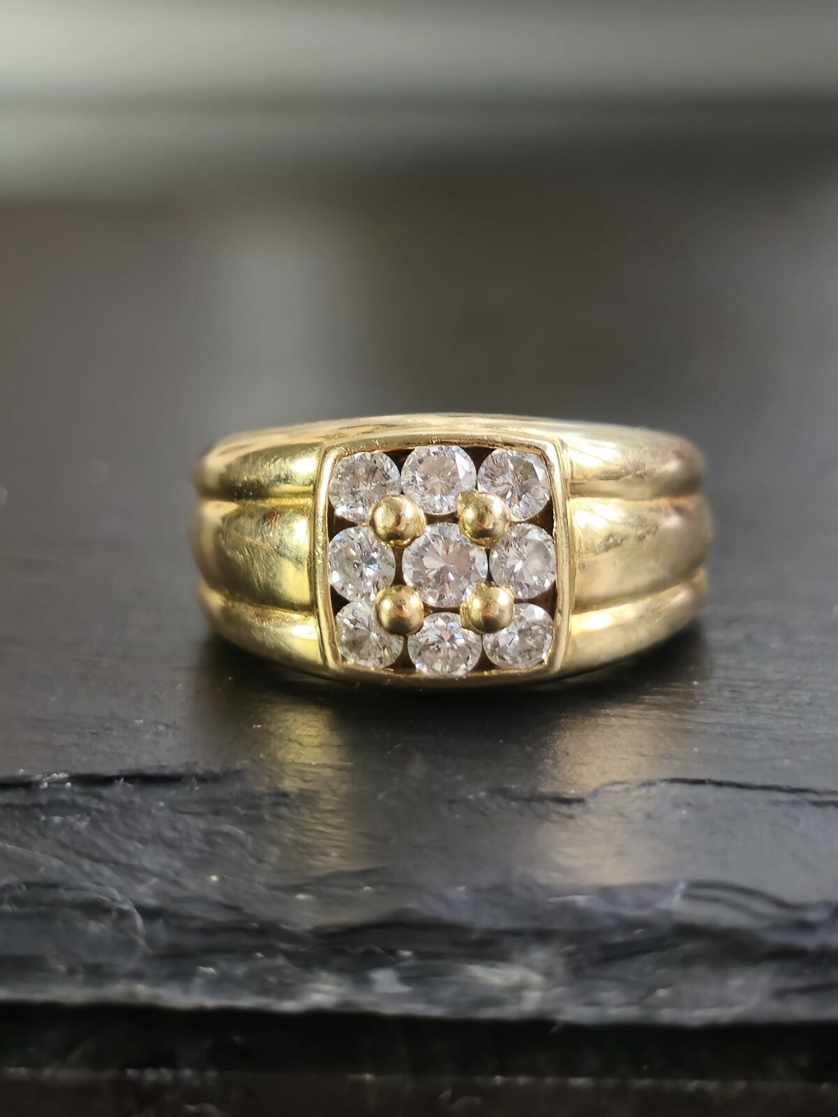 Solid 18ct Yellow Gold Unixsex Signet Ring Pinky Finger size M Diamond 0.25ct