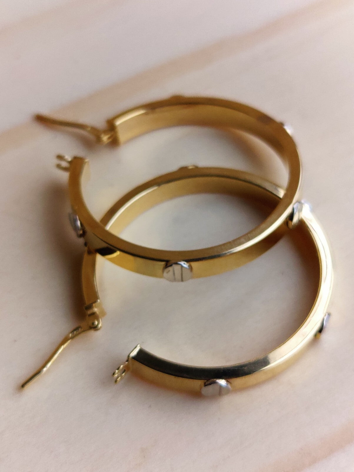 NEW Gold Screw Hoop Earrings 3.8grams 9ct Yellow Gold 30mm Hallmarked New
