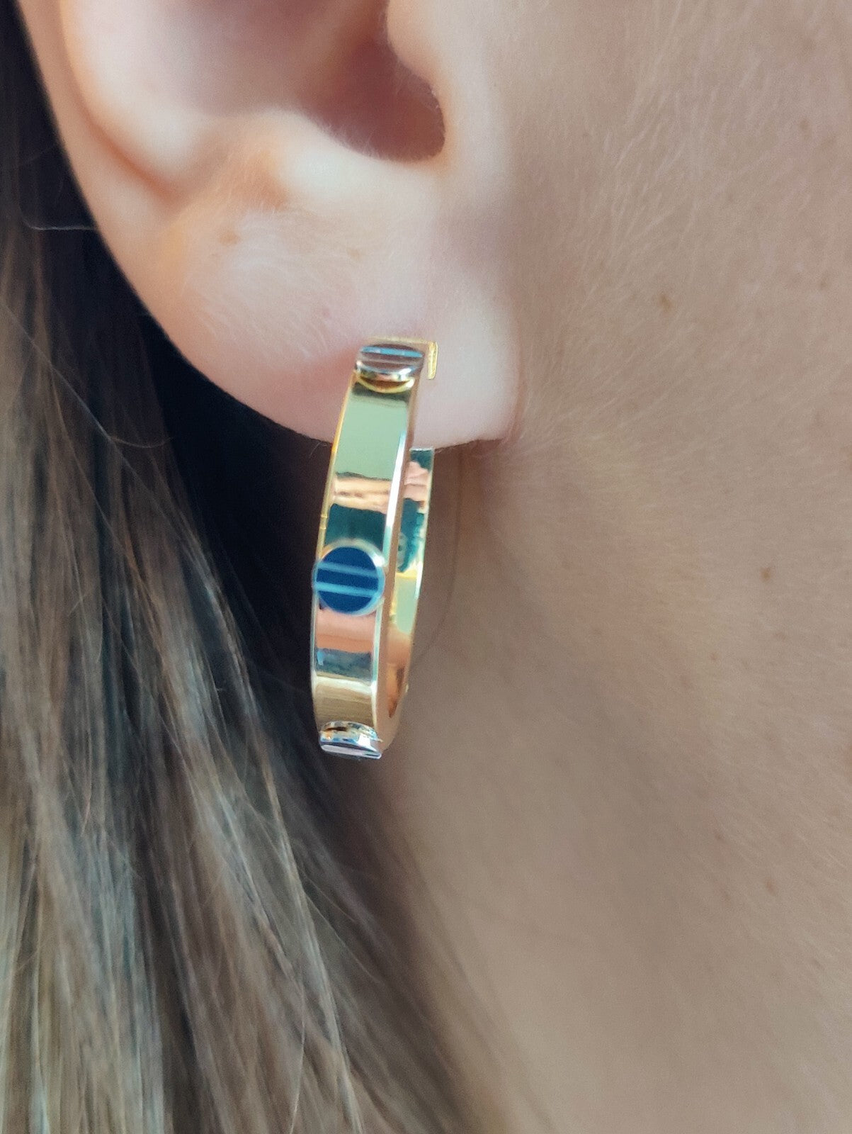 NEW Love Gold Screw Hoop Earrings 9ct Yellow Gold 25mm Hallmarked New