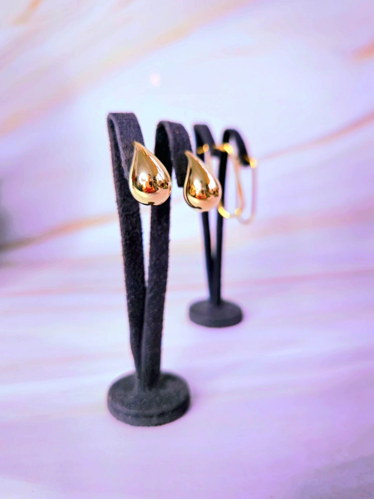 New 9k Yellow Gold Trendy Big Thick Waterdrop Tear Drop Earrings Bottega Chunky