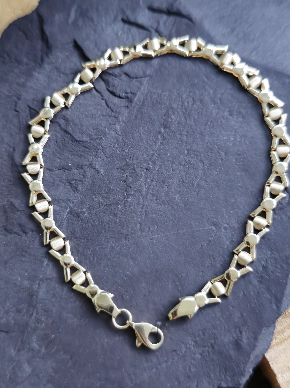 Lovely New Solid 9ct Yellow Gold Fancy BRACELET 7.5inch Hallmarked X design