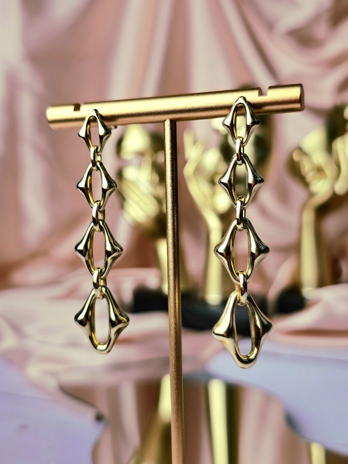New 9ct Solid Yellow Gold Drop Dangling Earrings 6.35CM Long Chunky Boohoo Drops