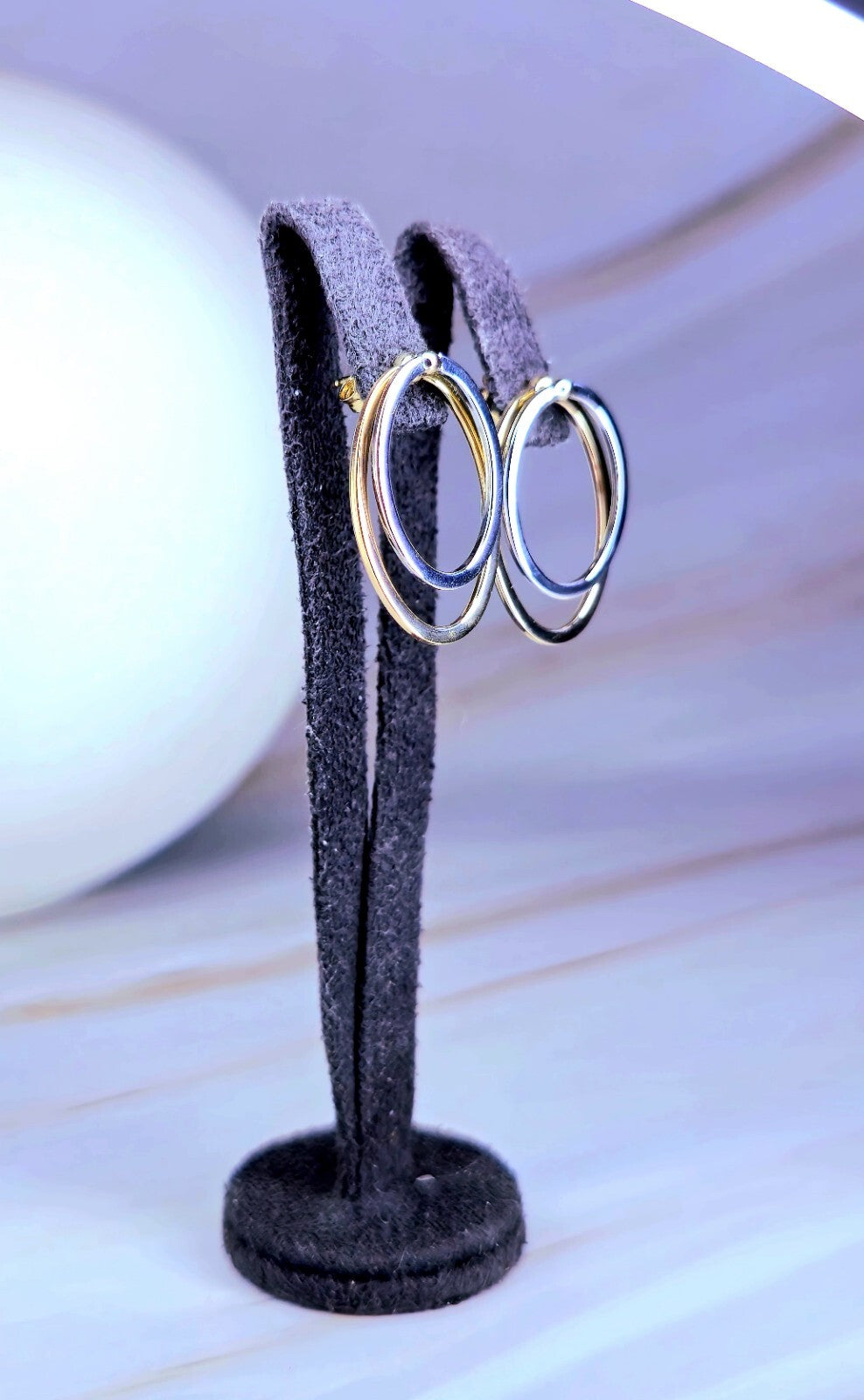 Solid 9ct Yellow/White Gold Oval Shape Stud Earrings Two Ways Studs Removable
