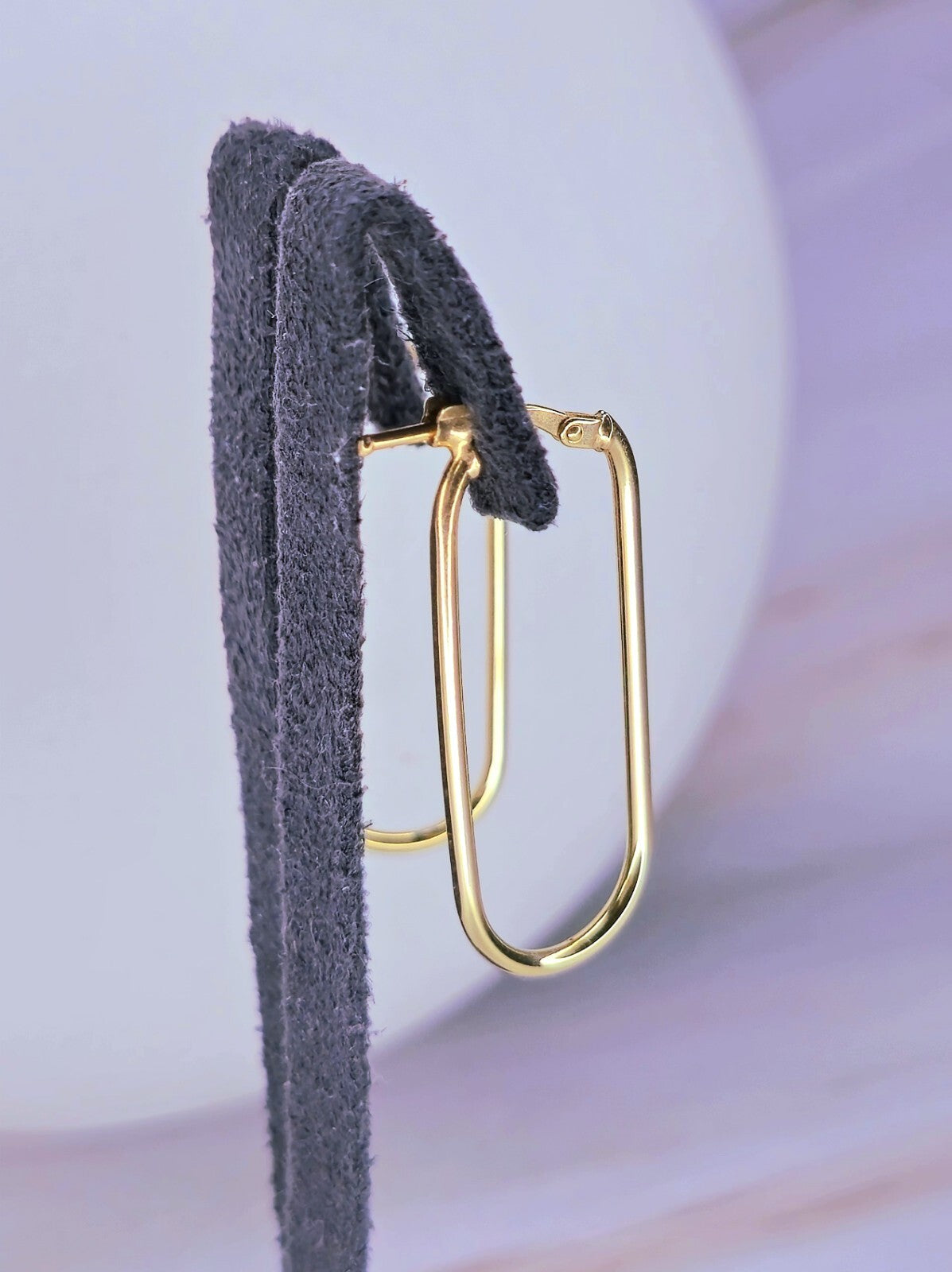 Lovely New 9ct Yellow Gold Hoop Earrings Hoops Rectangle Shape 35mm Hinge