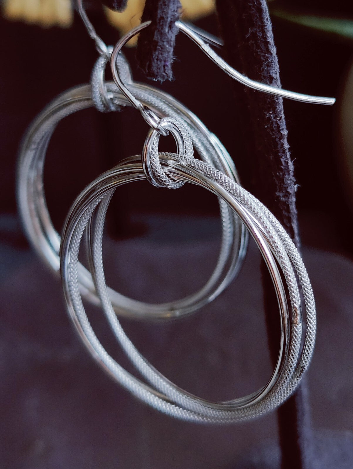 NEW 9ct White Gold Solid Drop Dangling Earrings Circles Hallmarked Hook