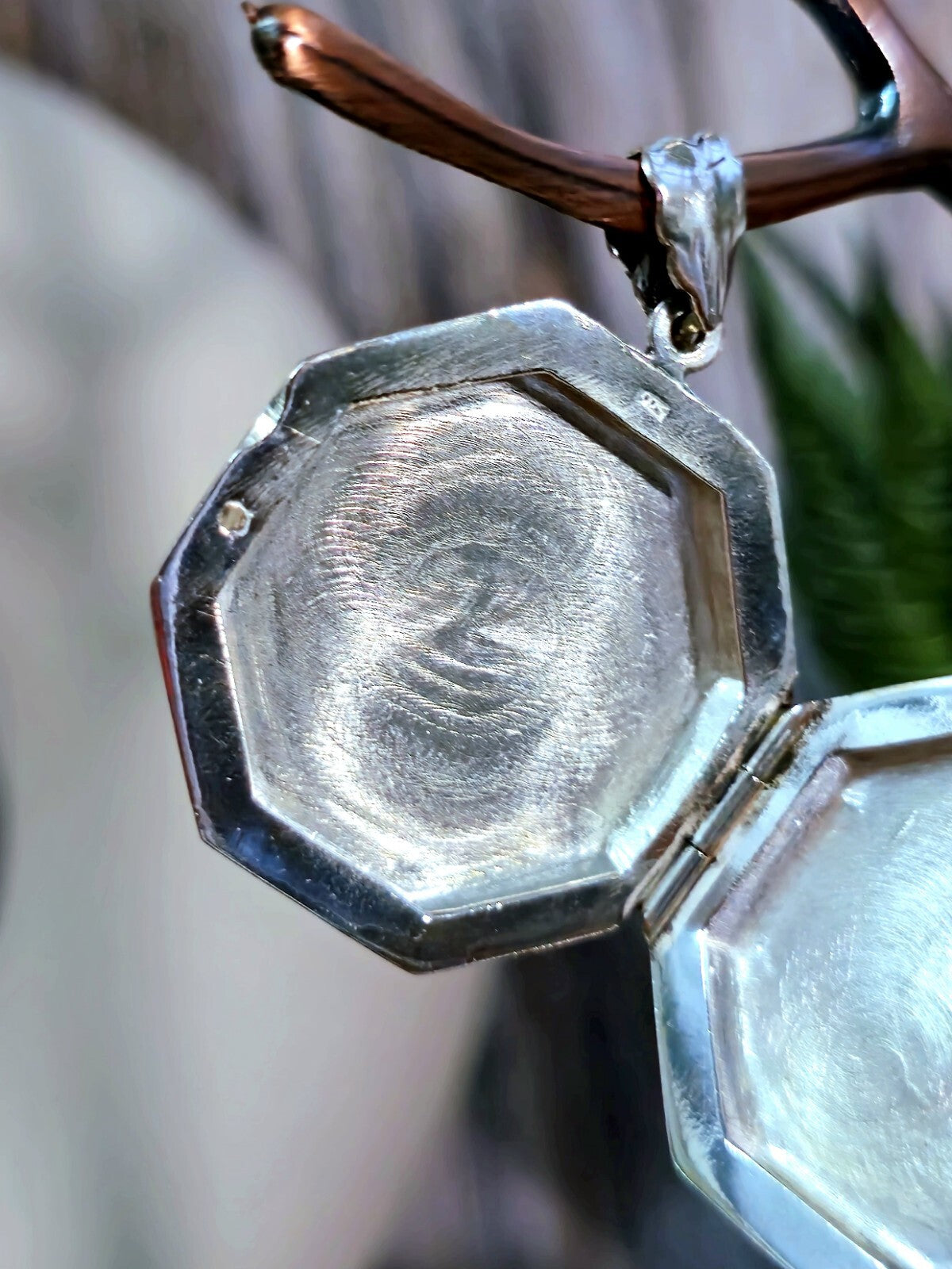 Vintage Octagon Locket Pendant, Silver 925 PERFECT FOR ENGRAVING 42mm