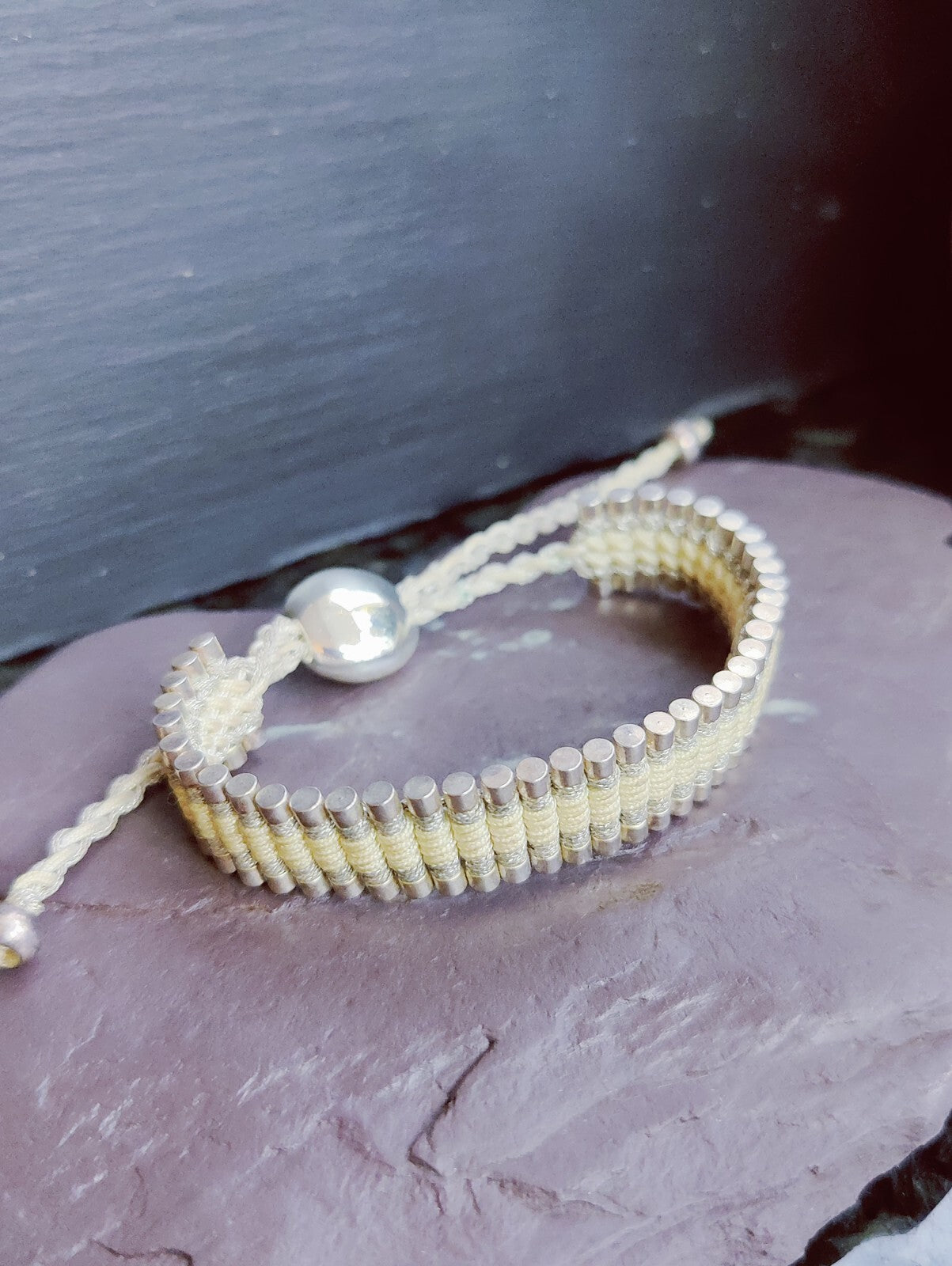 Links Of London 925 Sterling Silver Bar and Cord Friendship Bracelet