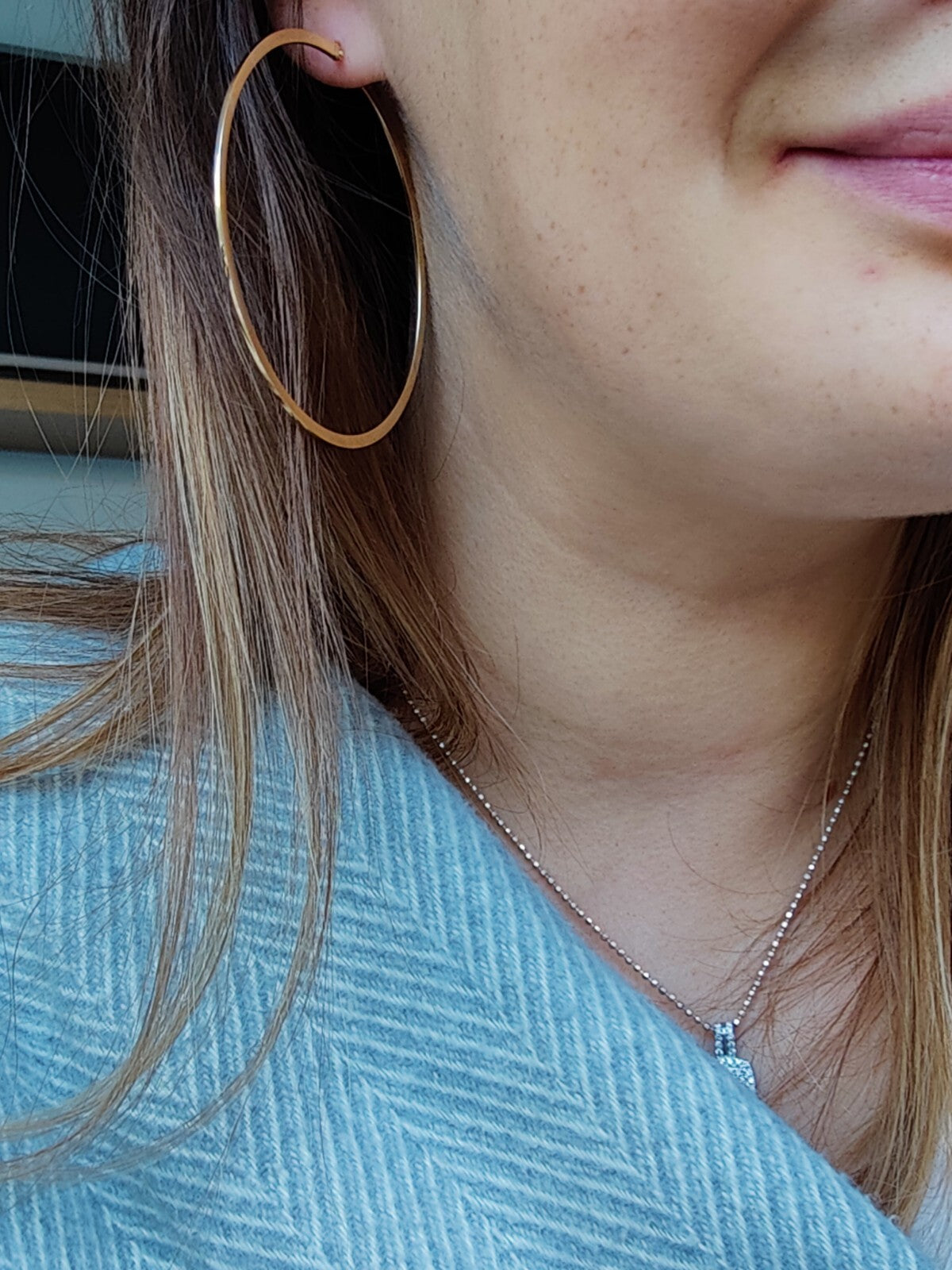 9ct Yellow Gold Hoop Earrings 3.2grams 60mm Flat Not Hollow Hallmarked New