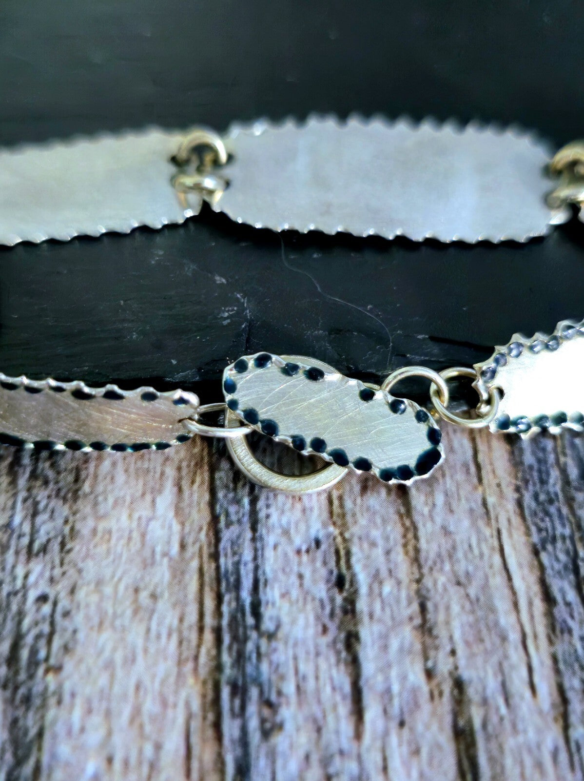 18ct White Gold Boohoo Bracelet Heavy and Solid Handmade Enamel Decor 10.5grams