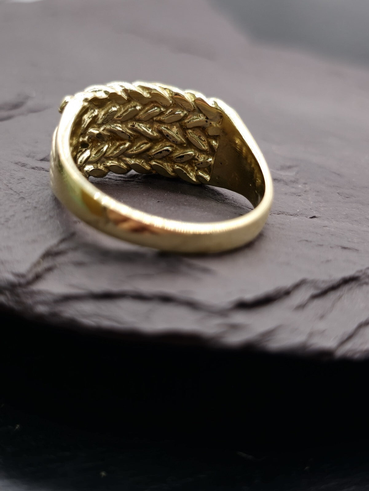 New Solid 9ct Yellow Gold Men's Signet Keeper Ring size: S+ Hallmarked Four Row