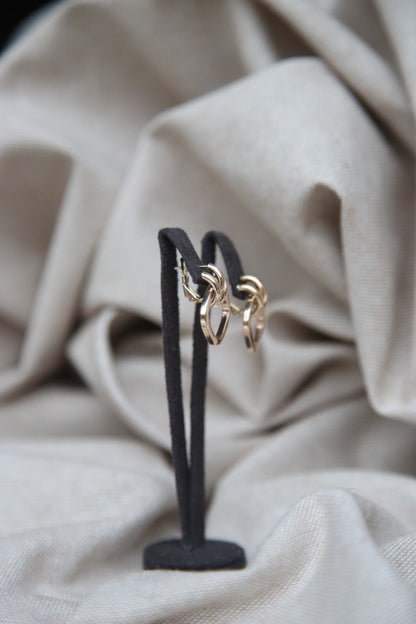 New Solid 9ct Yellow Gold Earrings Studs Knot Omega Clasp Hallmarked