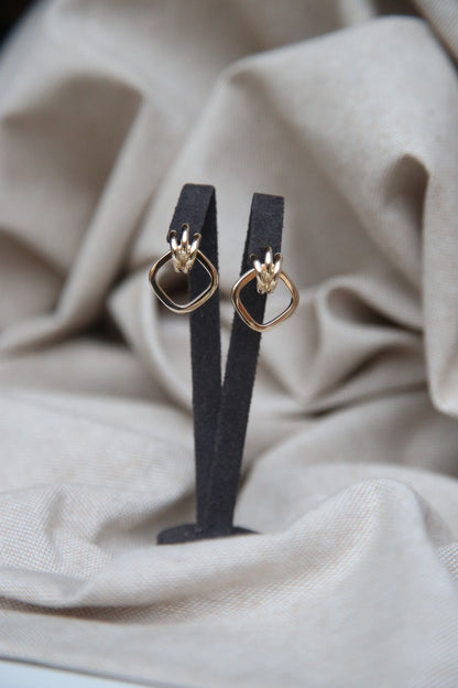 New Solid 9ct Yellow Gold Earrings Studs Knot Omega Clasp Hallmarked