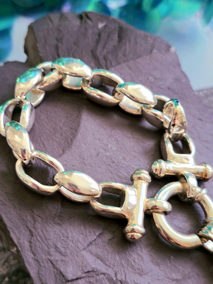 925 Sterling Silver Chunky Chain Bracelet with Charms Star 25g Hollow Hallmarked