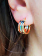 Solid 9ct Yellow/White/Rose Gold Huggies Trinity Three Color New Hallmarked 