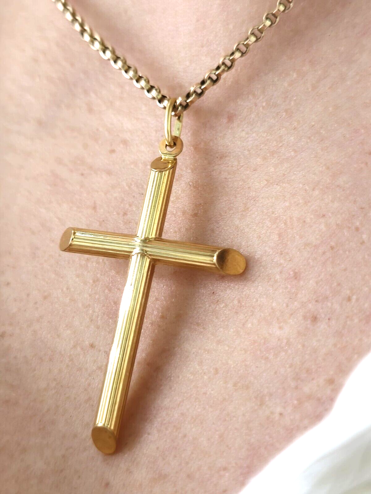 New Solid 9ct Yellow Gold Plain Cross Simple Pendant 50mm x 30 mm Hallmarked
