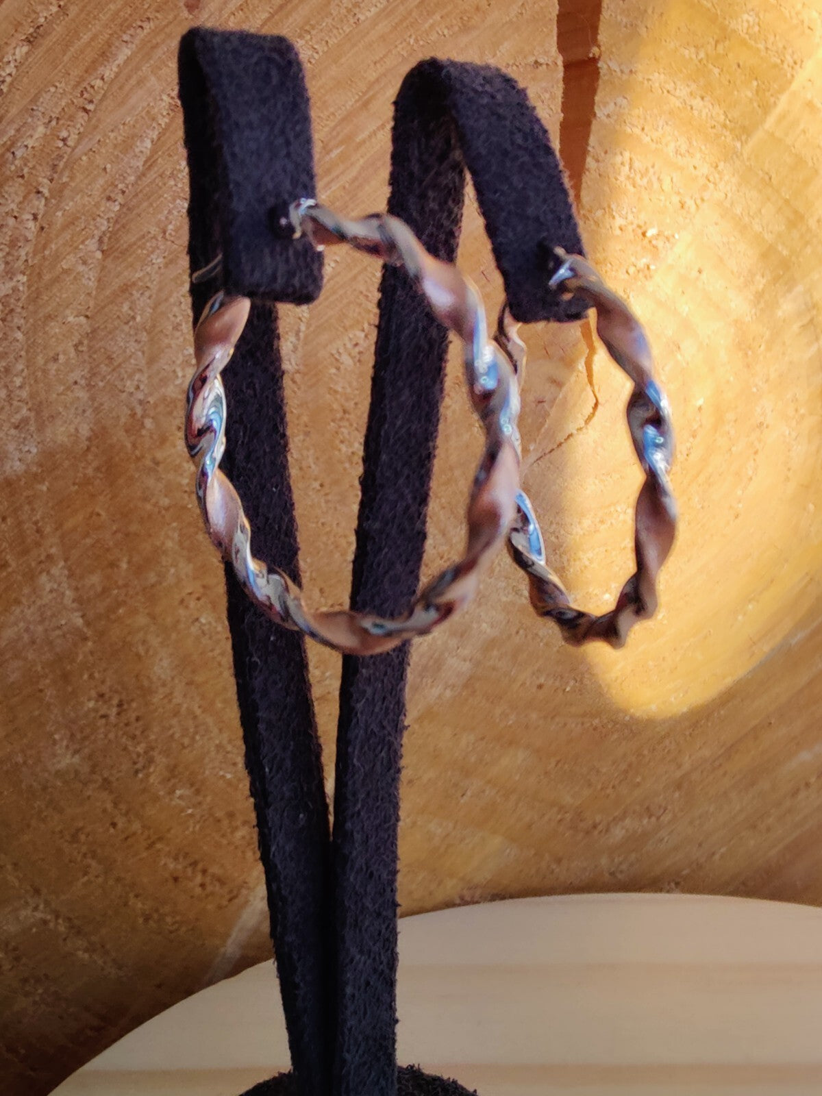 9ct White and Rose Gold Twist Hoop Earrings 2.7 grams 40mm Hallmarked New