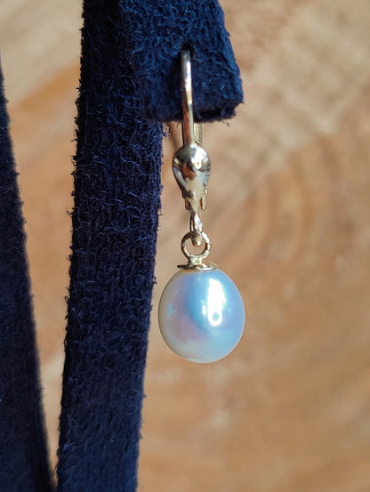 Solid 9ct Yellow Gold Pearl Drop Earrings Genuine Real Pearl Hallmarked