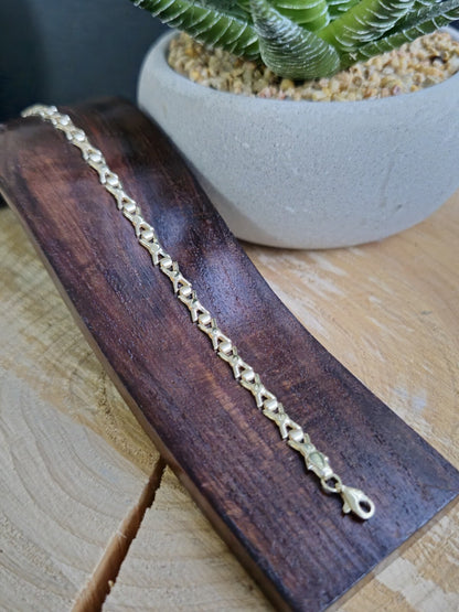 Lovely New Solid 9ct Yellow Gold Fancy BRACELET 7.5inch Hallmarked X design