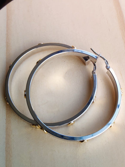 NEW Gold Screw Hoop Earrings 4.95 grams 9ct White Gold 40mm Hallmarked New