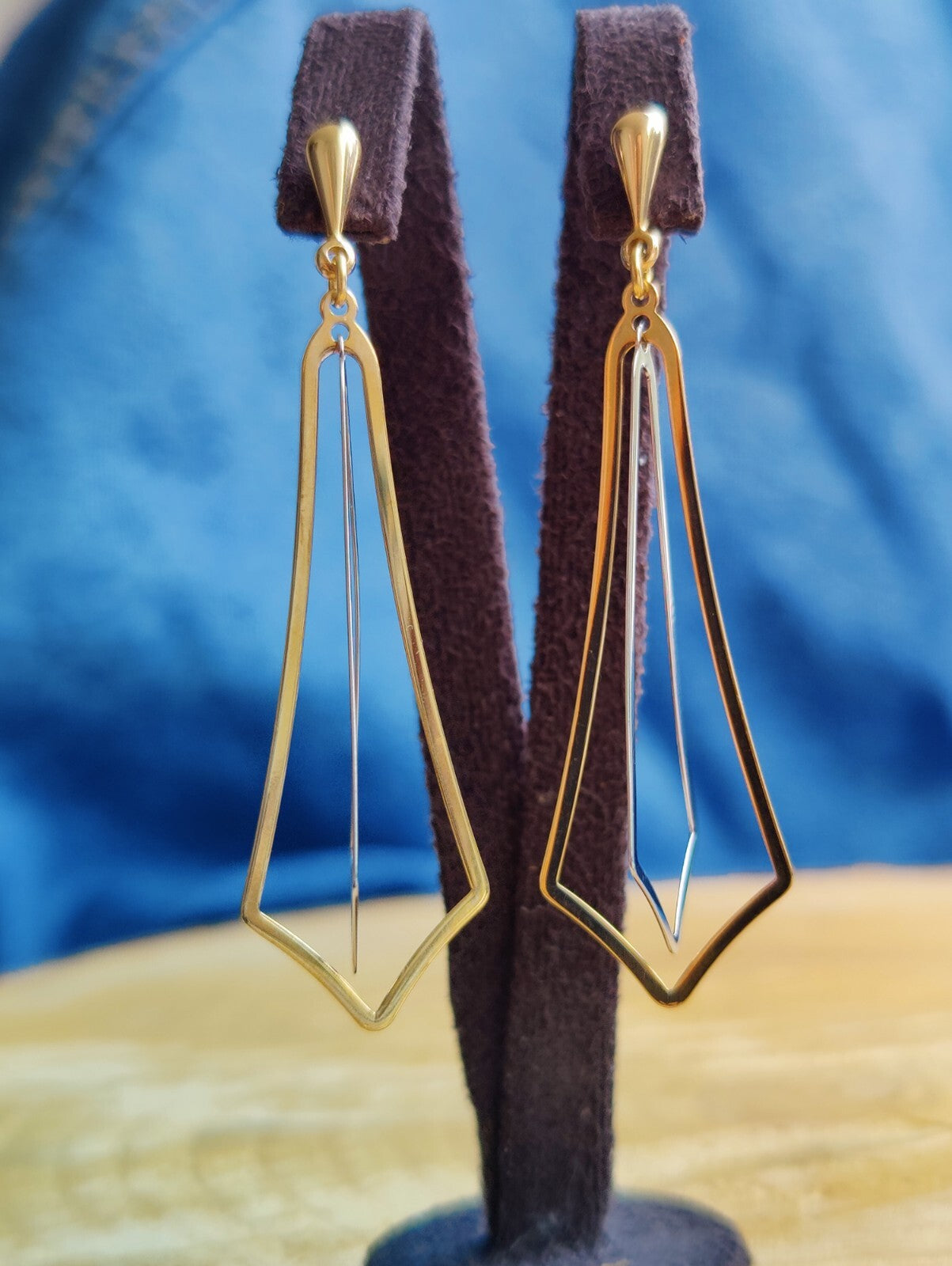 New 9ct Yellow Gold Drop Dangly Stud Earrings Decorative Long Hallmarked 