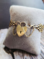 Vintage 9ct Yellow Gold Gate Bracelet With Heart Locket Great Condition 16.5cm
