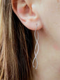 New 9ct White Gold Twist Drop Earrings DOUBLE Squiggle Pull Through Wavy Moving
