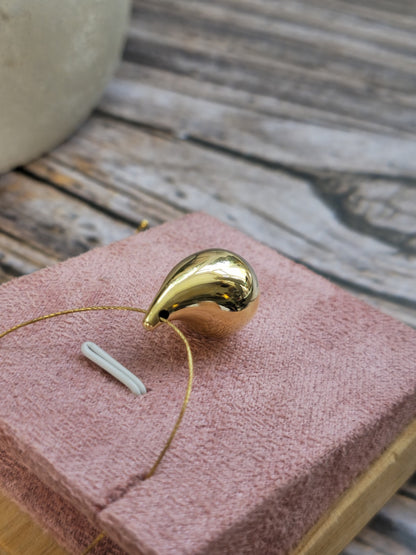 New 9k Yellow Gold Pendant Bottega Fashion Popped Teardrop with Hole Pear Shape