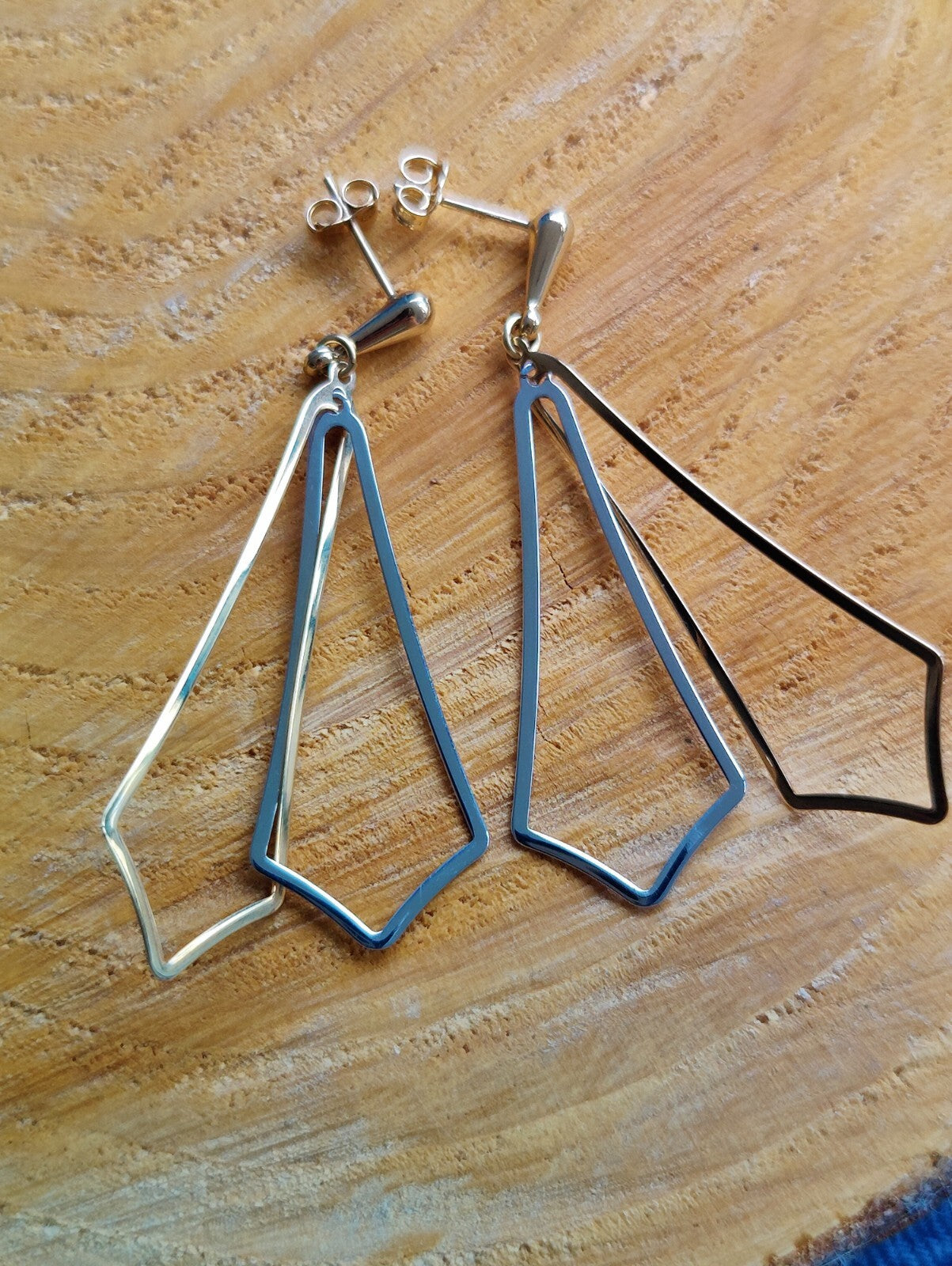 New 9ct Yellow Gold Drop Dangly Stud Earrings Decorative Long Hallmarked 