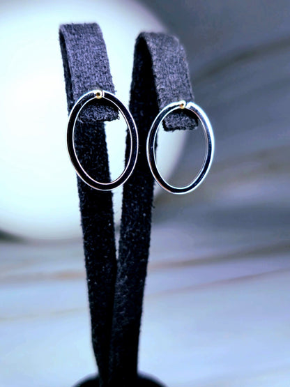 Solid 9ct Yellow/White Gold Oval Shape Stud Earrings Two Ways Studs Removable