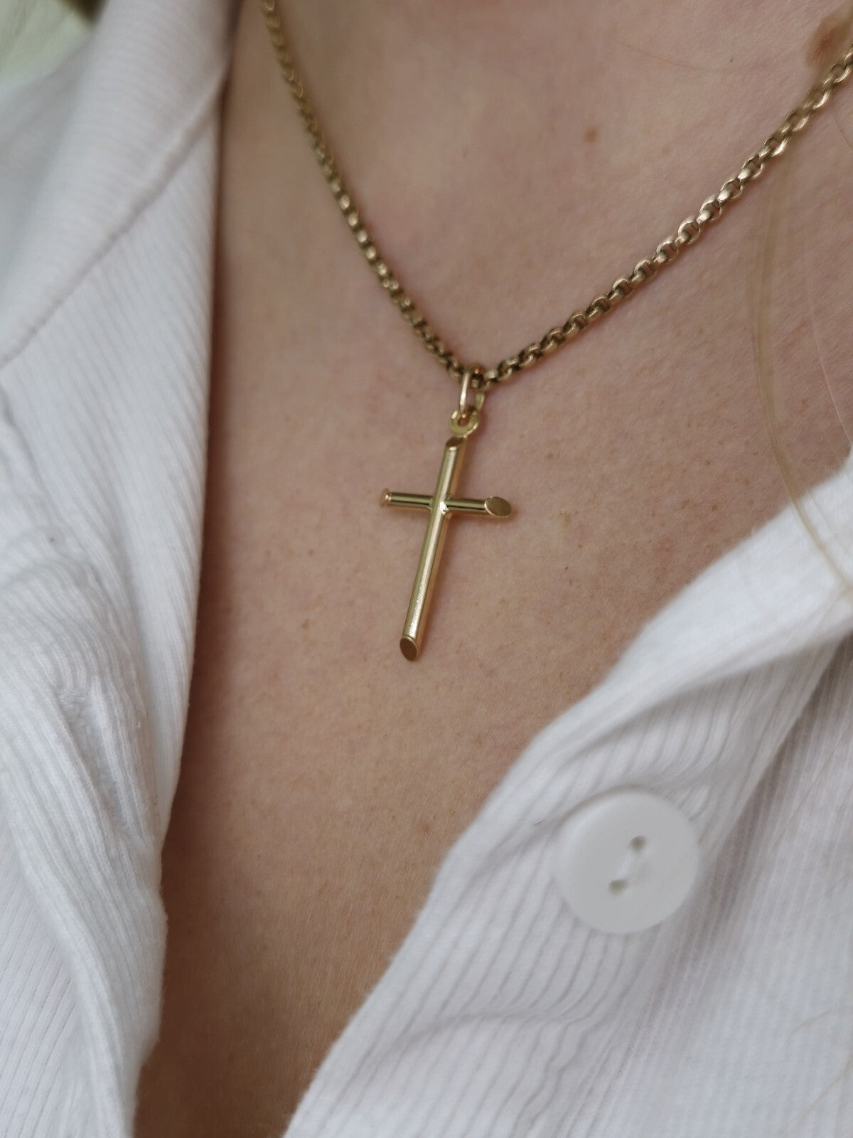 New Solid 9ct Yellow Gold Plain Cross Simple Pendant 30mm x 55mm Hallmarked